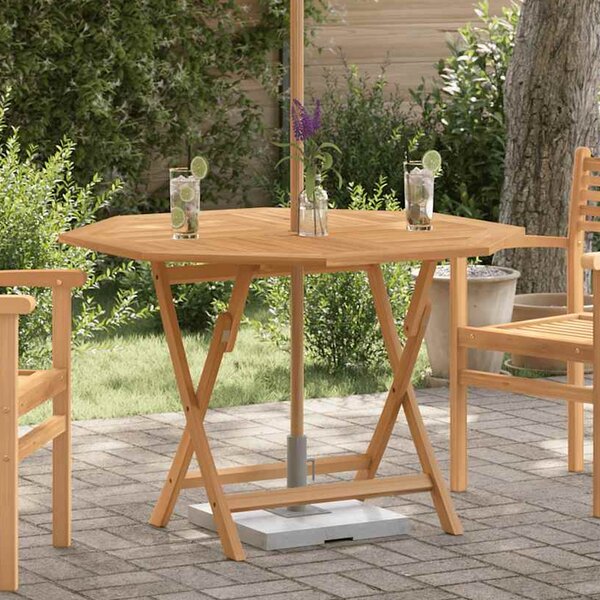 Zaviso Garden Octagon Solid Wood Dining Table in Brown