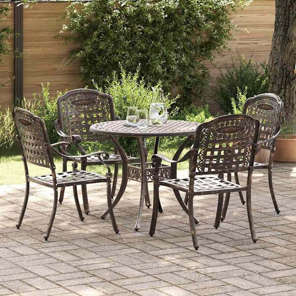 Zanaro Garden Aluminium Square Mesh Dining Table with 4 Chairs in Bronze
