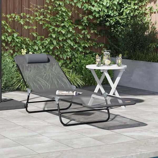 Zavira Garden Textilene Folding Sun Lounger in Grey