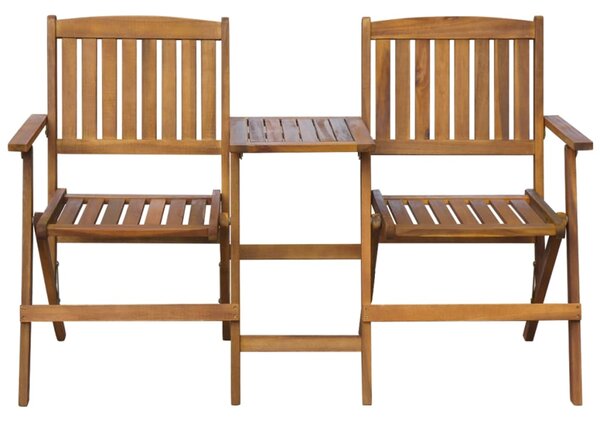 Zaviso Garden Acacia Wood Folding Chairs with Tea Table in Brown