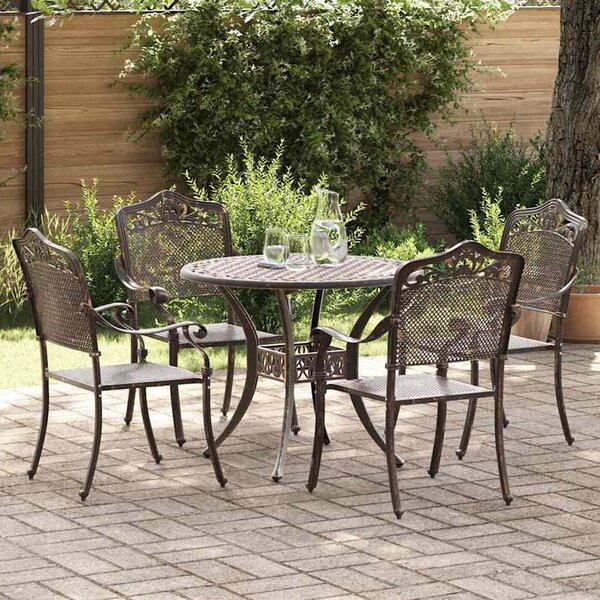 Zanaro Garden Aluminium Dense Mesh Dining Table with 4 Chairs in Bronze