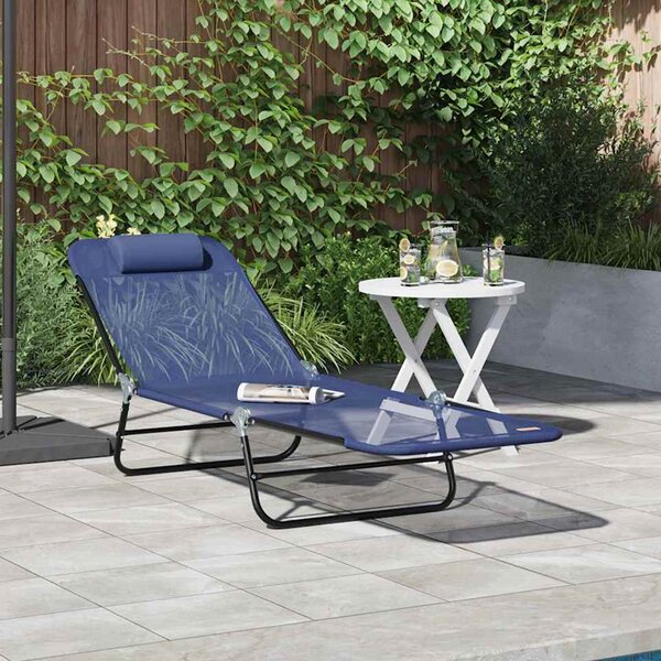 Zavira Garden Textilene Folding Sun Lounger in Navy Blue