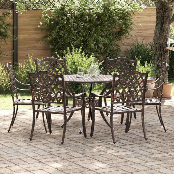 Zanaro Garden Aluminium Angled Mesh Dining Table with 6 Chairs in Bronze
