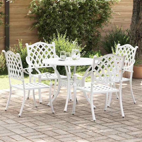 Zanaro Garden Aluminium Angled Mesh Dining Table with 4 Chairs in White