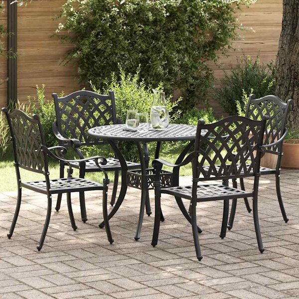 Zanaro Garden Aluminium Angled Mesh Dining Table with 4 Chairs in Black