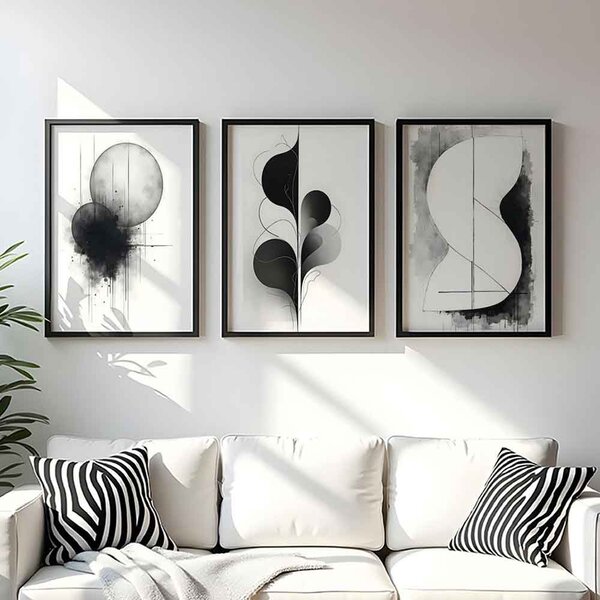 Sapphira Wooden 20x30cm Midnight Ink Art Frame Set of 3 in Black and White