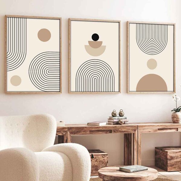 Sapphira Wooden 20x30cm Linear Equilibrium Art Frame Set of 3 in Multicolour