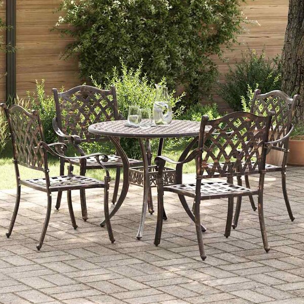 Zanaro Garden Aluminium Angled Mesh Dining Table with 4 Chairs in Bronze