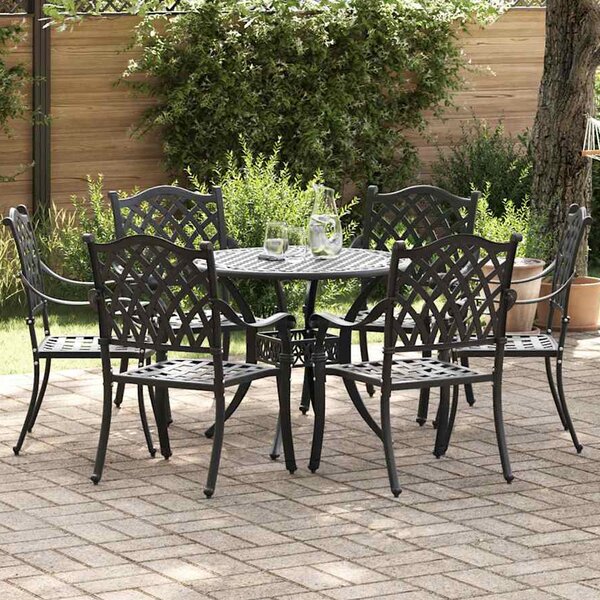Zanaro Garden Aluminium Angled Mesh Dining Table with 6 Chairs in Black