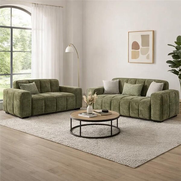 Pelaro Fabric 3+2 Seater Sofa in Olive Green