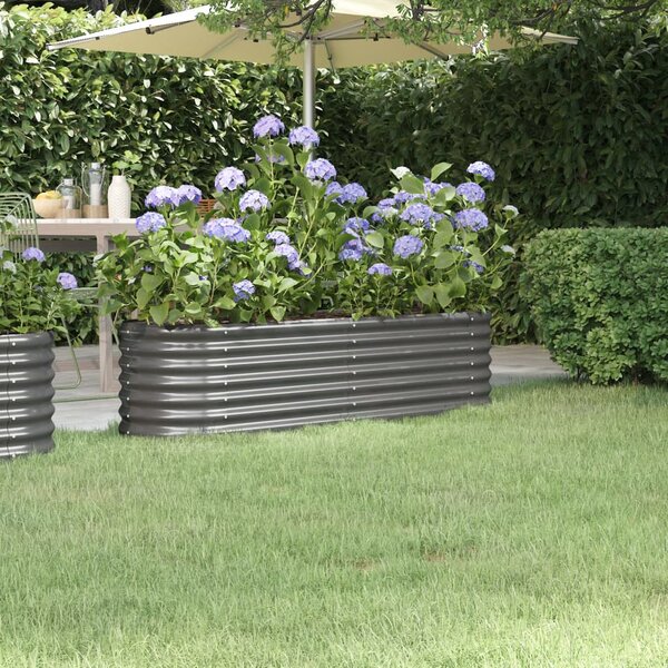 Garden Planter Powder-coated Steel 152x40x36 cm Grey