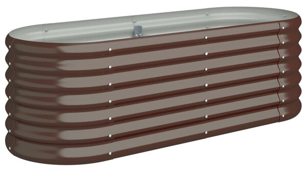 Garden Raised Bed Powder-coated Steel 114x40x36 cm Brown