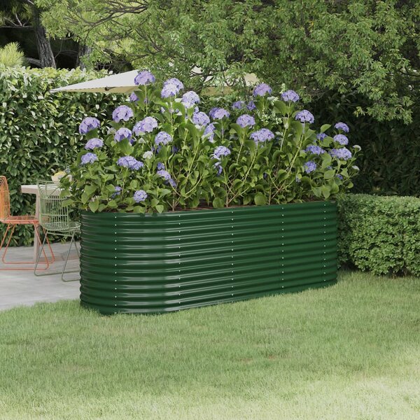 Garden Raised Bed Powder-coated Steel 224x80x68 cm Green