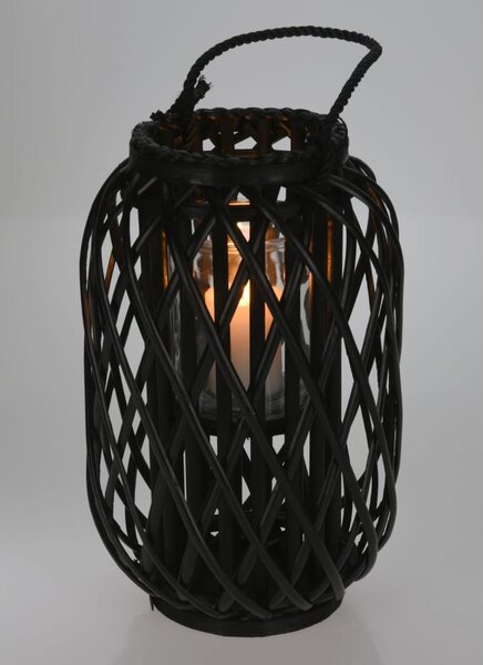 H&S Collection Lantern Reed 40x26 cm Black