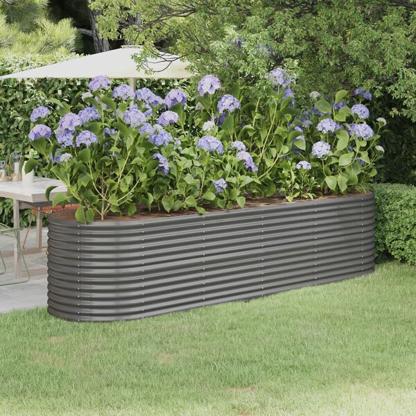 Garden Raised Bed Powder-coated Steel 296x80x68 cm Grey