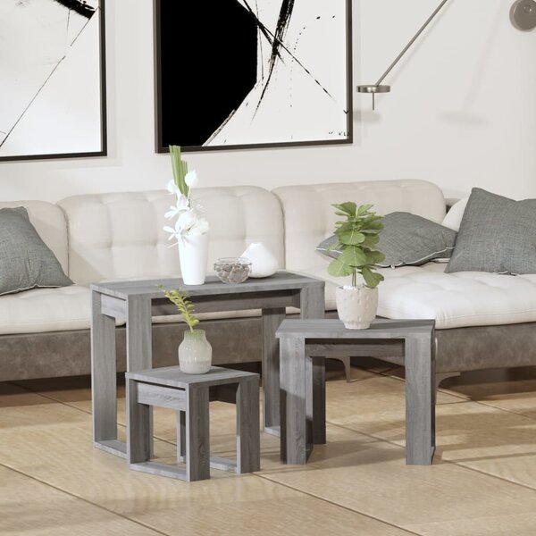 Nesting Tables 3 pcs Grey Sonoma Engineered Wood