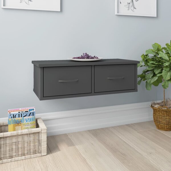 Wall-mounted Drawer Shelf Grey 60x26x18.5 cm Engineered Wood