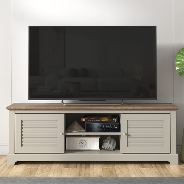 Shelby Wooden TV Stand With 2 Doors In Light Grey