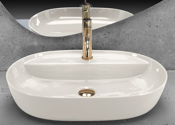 Countertop Basin REA Aura 61 Ecru Shiny