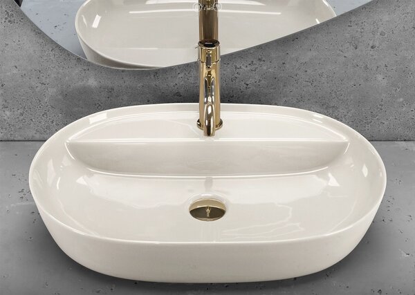 Countertop Basin REA Aura 61 Ecru Shiny