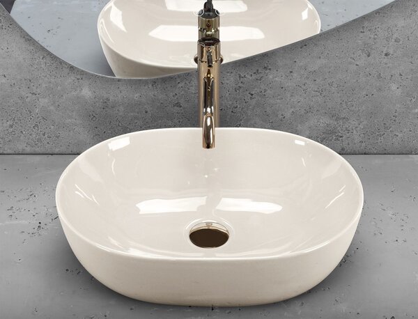Countertop washbasin Rea LISA ECRU SHINY