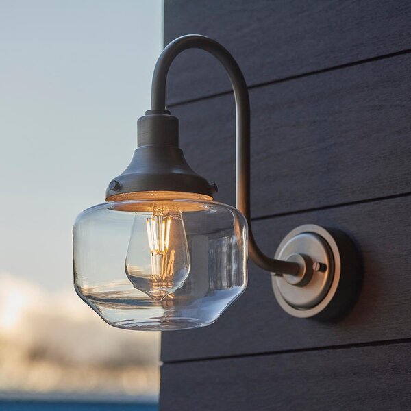 Aberdeen Clear Glass Outdoor Wall Light In Brushed Nickel