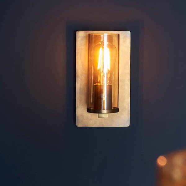 Allston Lustre Glass Shade Wall Light In Antique Brass