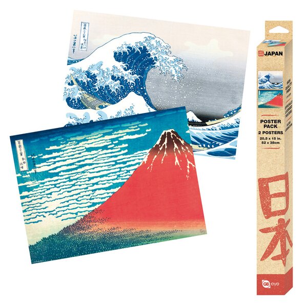 Gift set Hokusai - Red Fuji & Wave