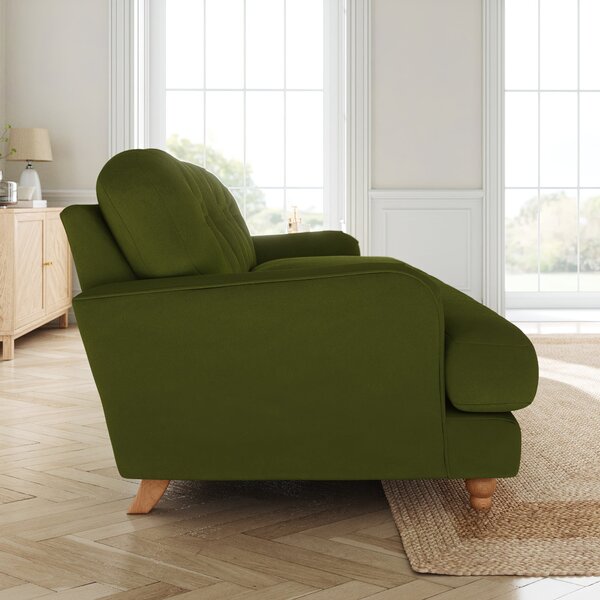 Return - Martha Matte Plush Velvet 3 Seater Sofa, Olive