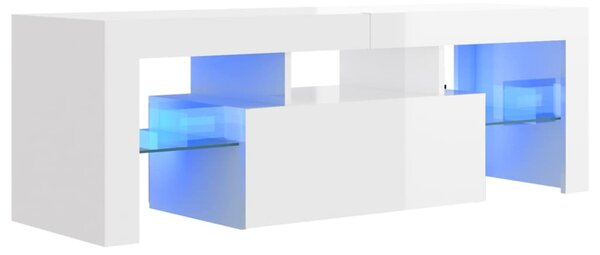 TV Cabinet with LED Lights High Gloss White 120x35x40 cm