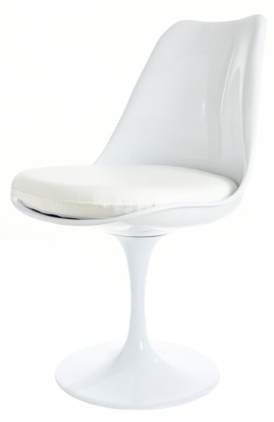 Fusion Living White Tulip Dining Chair with PU Cushion