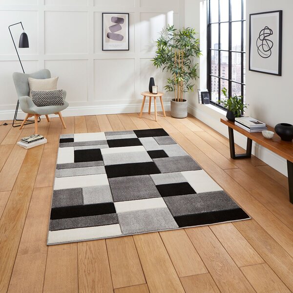 Matrix MT61 Modern Geometric Rug Grey Black