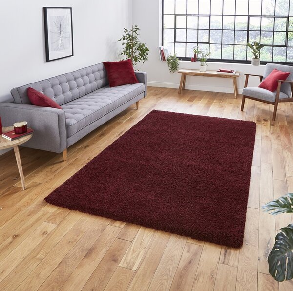 Sierra 9000 Plain Shaggy Rug Ruby