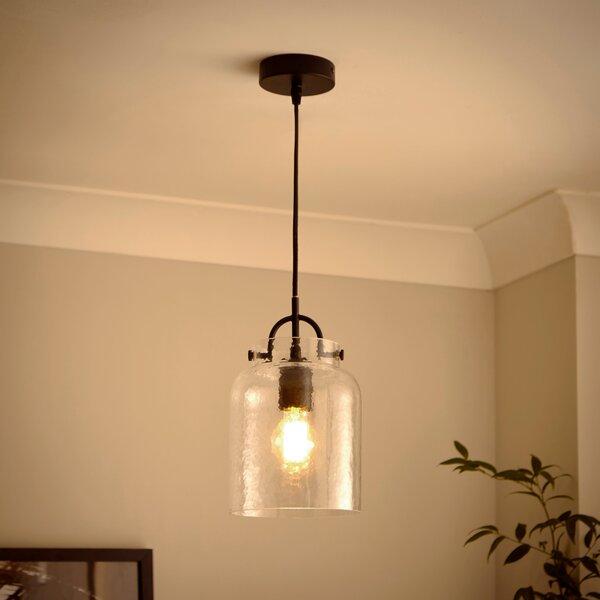 Henri Industrial Adjustable Mottled Glass Pendant Light