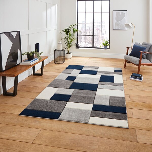 Matrix MT61 Modern Geometric Rug Grey Navy