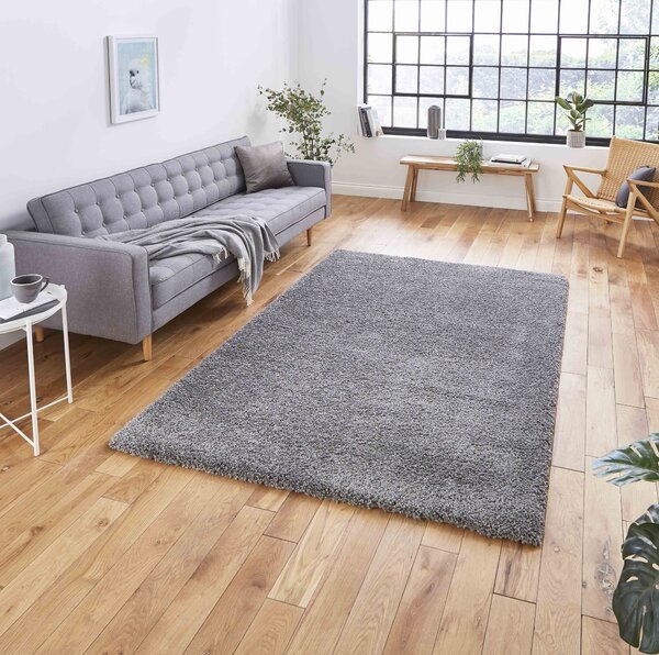 Sierra 9000 Plain Shaggy Rug Pebble Grey