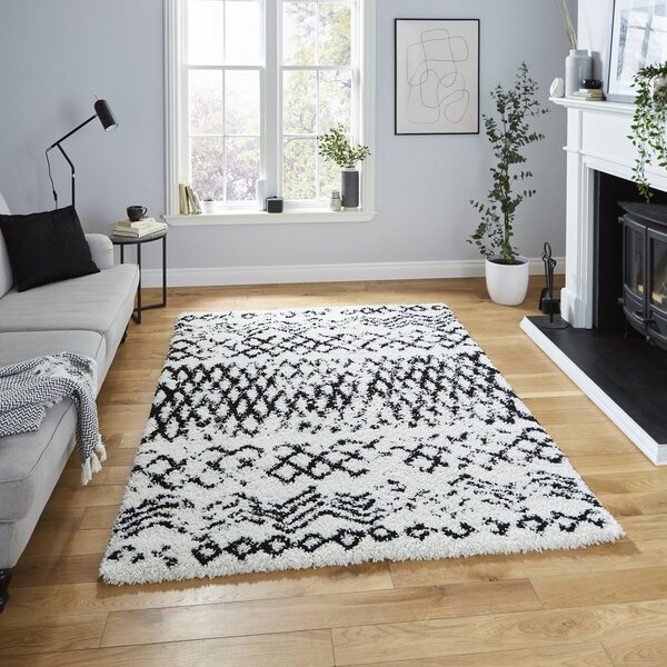 Scandi Berber G271 Rug White Black