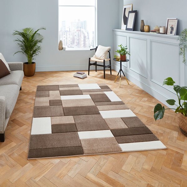 Matrix MT61 Modern Geometric Rug Beige Brown