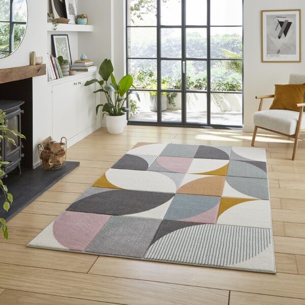 Matrix FE663 Modern Geometric Rug Multi Grey