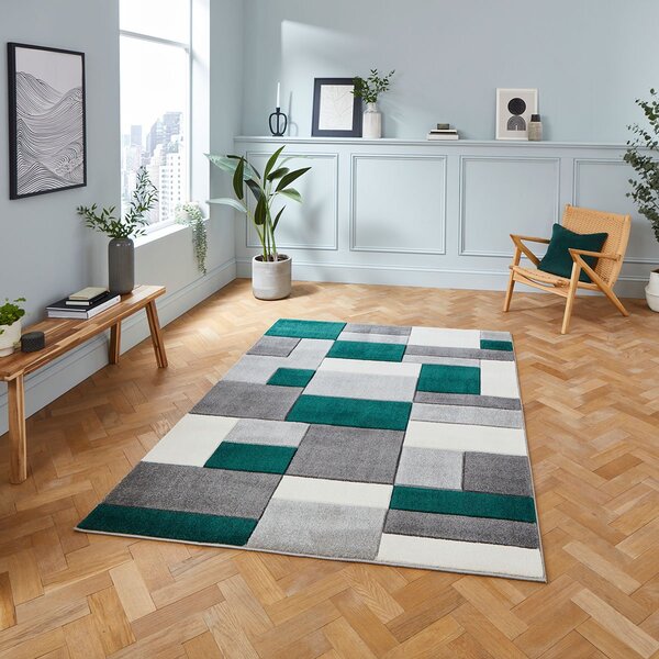 Matrix MT61 Modern Geometric Rug Grey Green