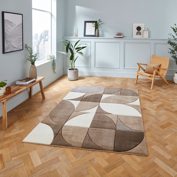 Matrix MT63 Modern Geometric Rug Beige Brown