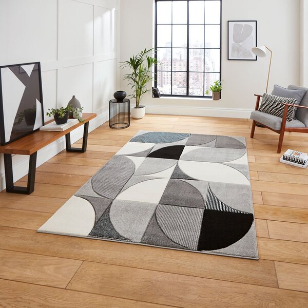 Matrix MT63 Modern Geometric Rug Grey Black