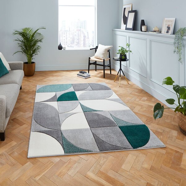 Matrix MT63 Modern Geometric Rug Grey Green