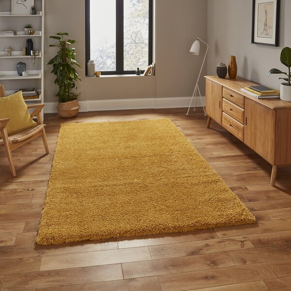 Sierra 9000 Plain Shaggy Rug Yellow