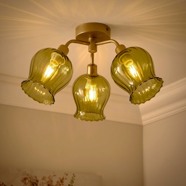 Peony 3 Light Semi Flush Ceiling Light