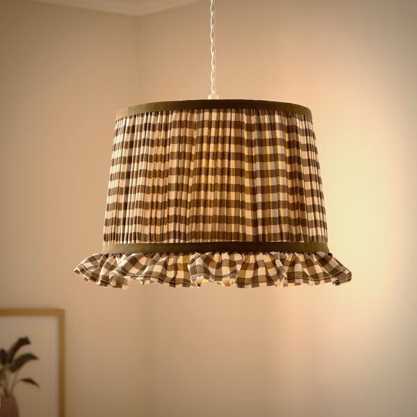 Carys Frilled Gingham Drum Lamp Shade