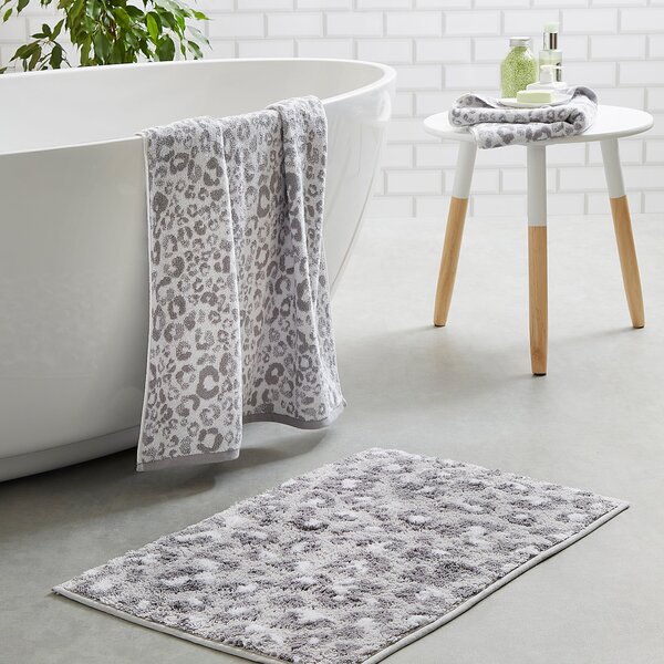 Fusion Animal Print Grey Bathmat Grey/White