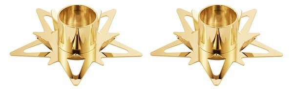 Georg Jensen Classic christmas star candle sticks Ø9 cm 2-pack Gold