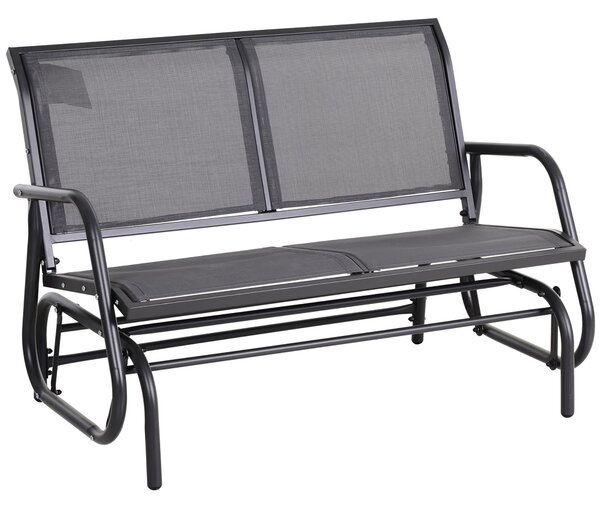 Outsunny 2-Person Outdoor Glider Bench Patio Double Swing Gliding Chair Loveseat w/Power Coated Steel Frame for Backyard Garden Porch, Grey