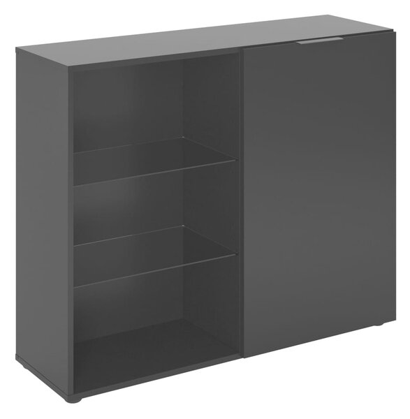 FMD Dresser with 1 Door and Open Shelving Black